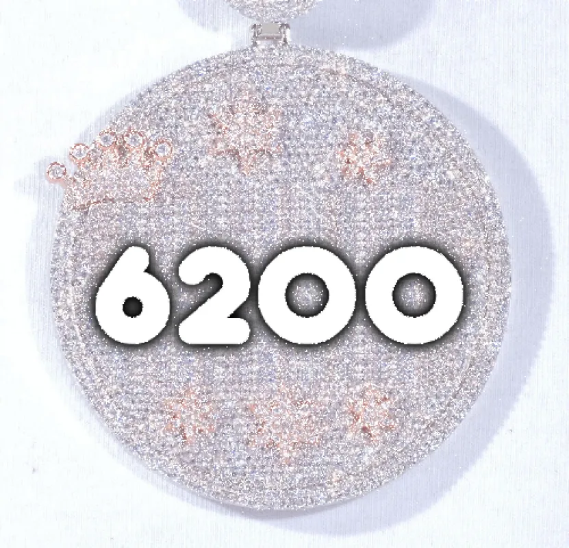 CUSTOM LETTER NECKLACE 3D BIG CROWN DISC sold by The GUU Shop