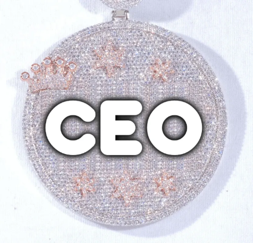 CUSTOM LETTER NECKLACE 3D BIG CROWN DISC sold by The GUU Shop