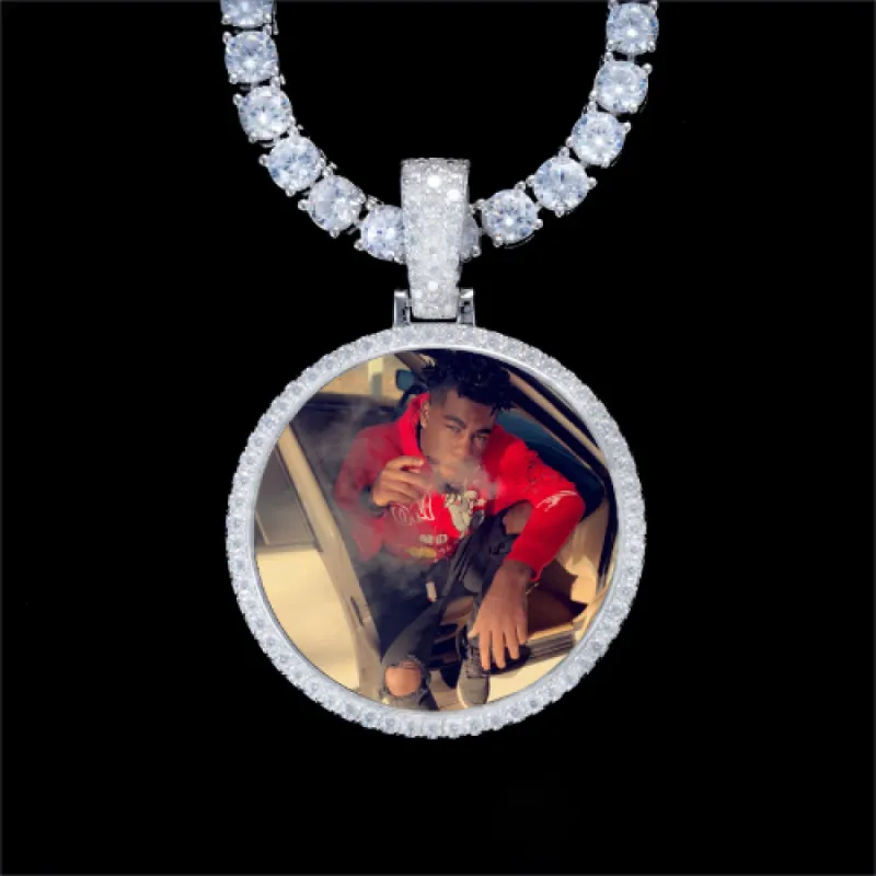 925S & VVS Moissanite 3D Circle Custom Picture Pendant sold by The GUU Shop
