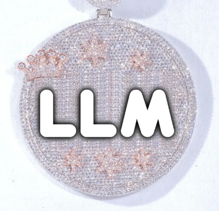 CUSTOM LETTER NECKLACE 3D BIG CROWN DISC sold by The GUU Shop