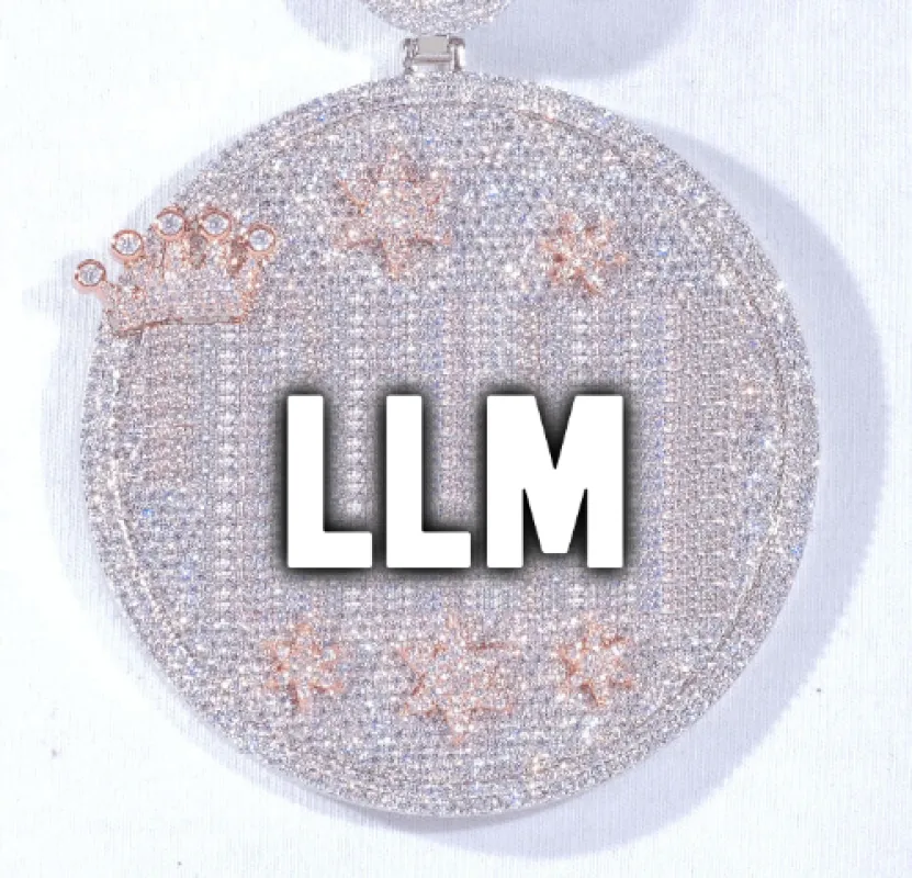 CUSTOM LETTER NECKLACE 3D BIG CROWN DISC sold by The GUU Shop