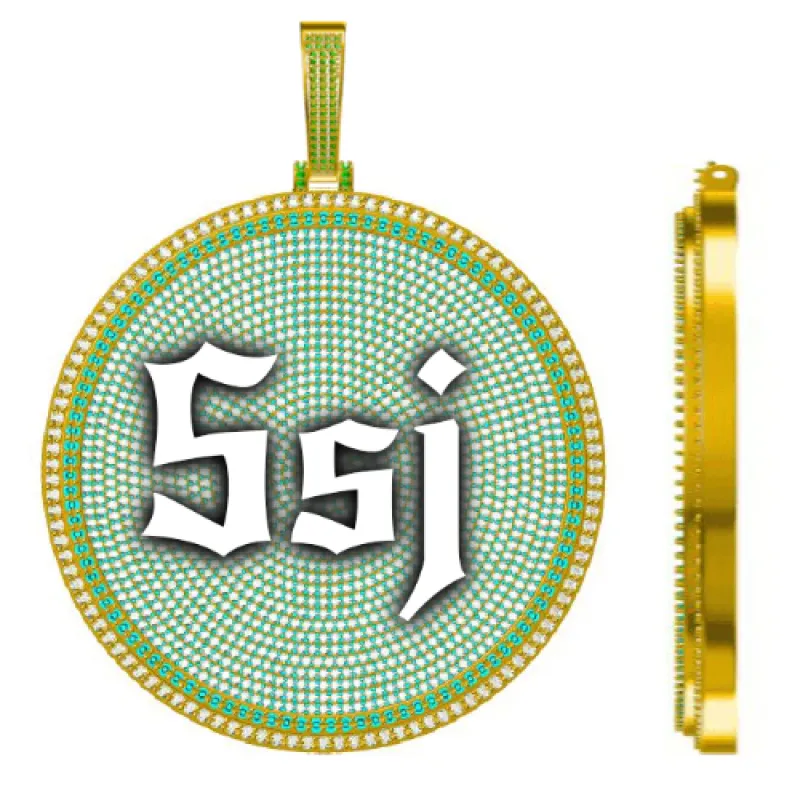 CUSTOM LETTER NECKLACE 3D BIG DISC sold by The GUU Shop