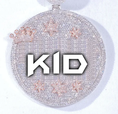 CUSTOM LETTER NECKLACE 3D BIG CROWN DISC sold by The GUU Shop