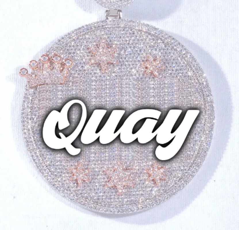 CUSTOM LETTER NECKLACE 3D BIG CROWN DISC sold by The GUU Shop