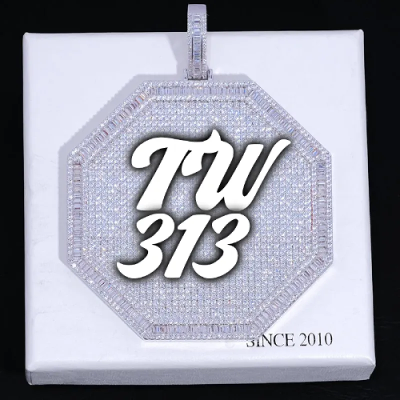 CUSTOM LETTER NECKLACE 3D BIG OCTAGON sold by The GUU Shop