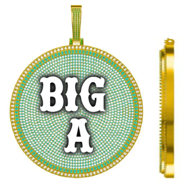 CUSTOM LETTER NECKLACE 3D BIG DISC sold by The GUU Shop