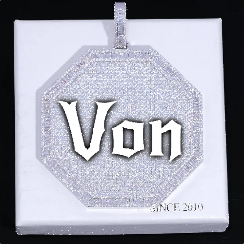 CUSTOM LETTER NECKLACE 3D BIG OCTAGON sold by The GUU Shop