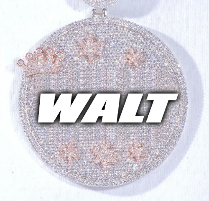 CUSTOM LETTER NECKLACE 3D BIG CROWN DISC sold by The GUU Shop