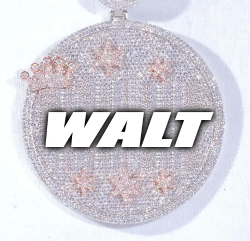 CUSTOM LETTER NECKLACE 3D BIG CROWN DISC sold by The GUU Shop