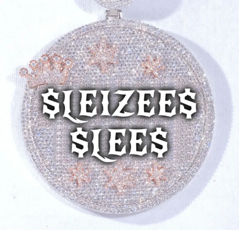 CUSTOM LETTER NECKLACE 3D BIG CROWN DISC sold by The GUU Shop