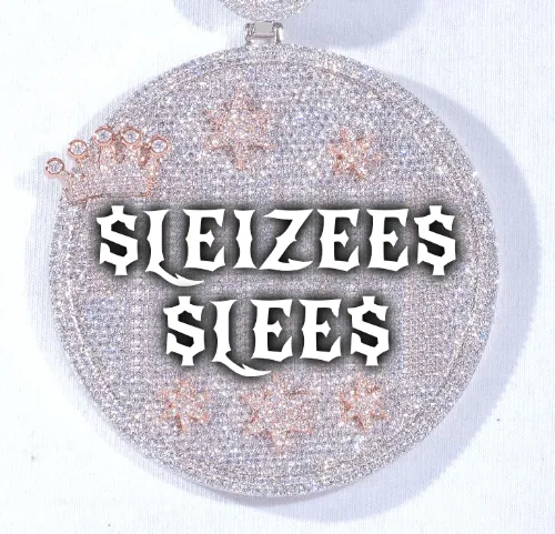 CUSTOM LETTER NECKLACE 3D BIG CROWN DISC sold by The GUU Shop