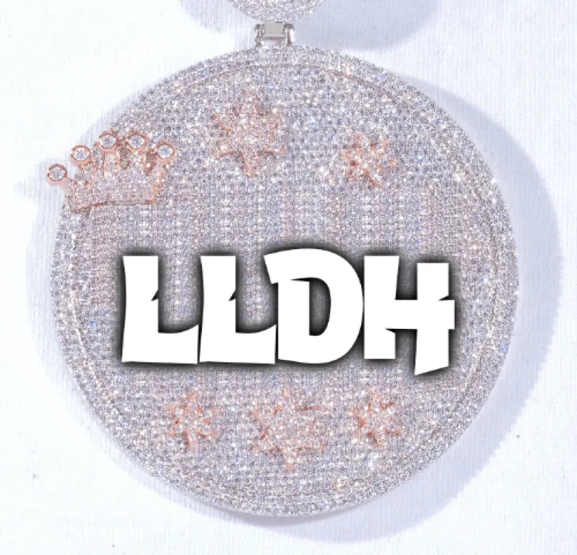 CUSTOM LETTER NECKLACE 3D BIG CROWN DISC sold by The GUU Shop