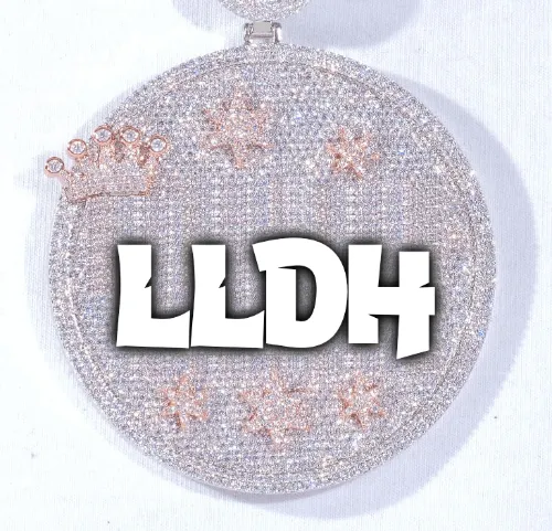 CUSTOM LETTER NECKLACE 3D BIG CROWN DISC sold by The GUU Shop