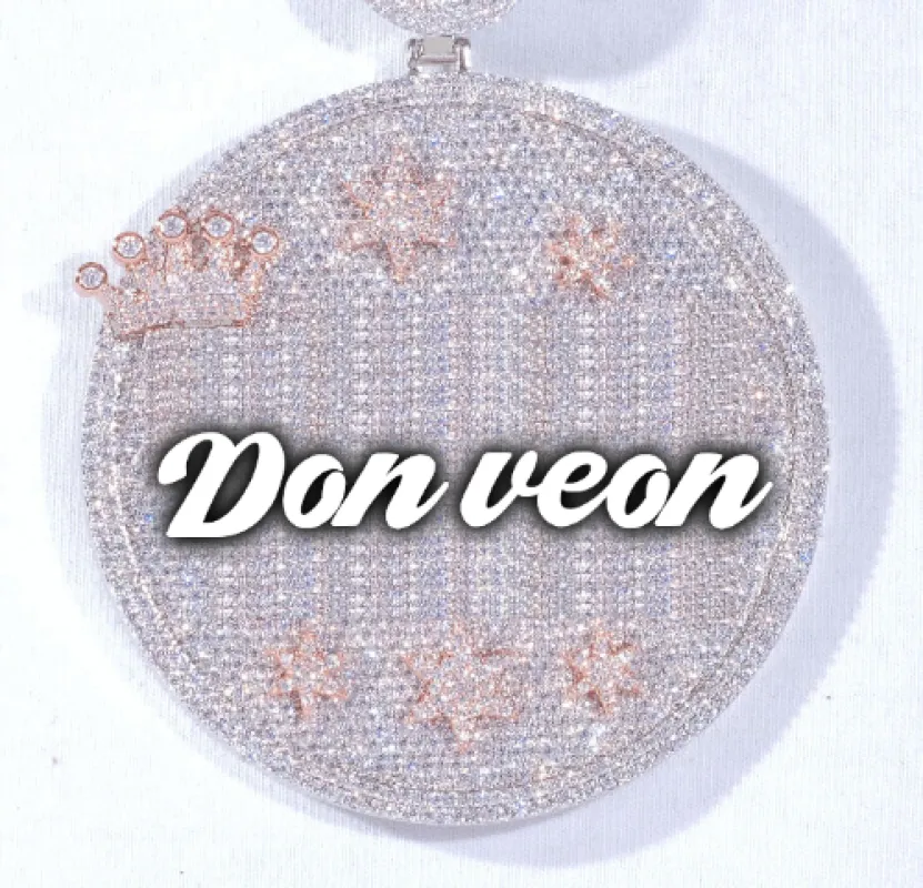 CUSTOM LETTER NECKLACE 3D BIG CROWN DISC sold by The GUU Shop