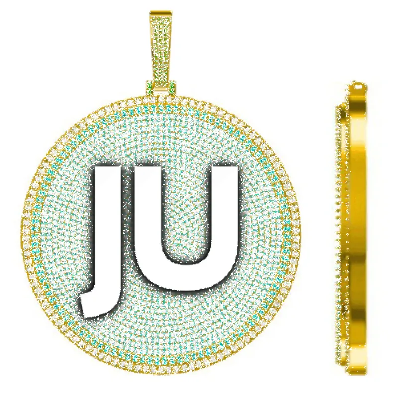 CUSTOM LETTER NECKLACE 3D BIG DISC sold by The GUU Shop