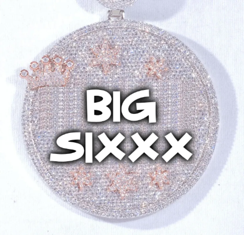 CUSTOM LETTER NECKLACE 3D BIG CROWN DISC sold by The GUU Shop