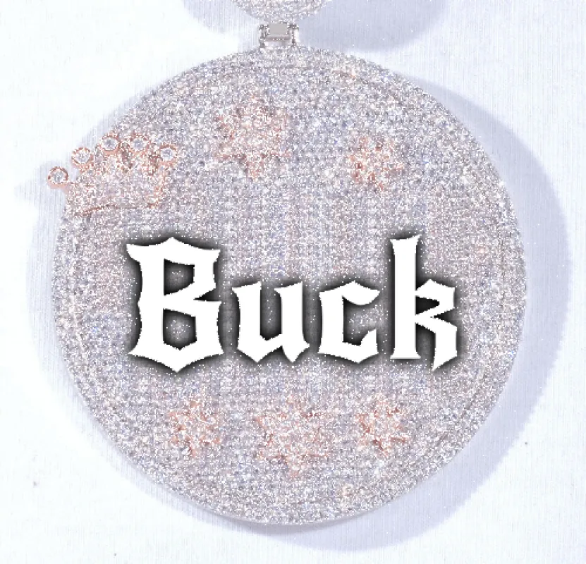 CUSTOM LETTER NECKLACE 3D BIG CROWN DISC made by The GUU Shop