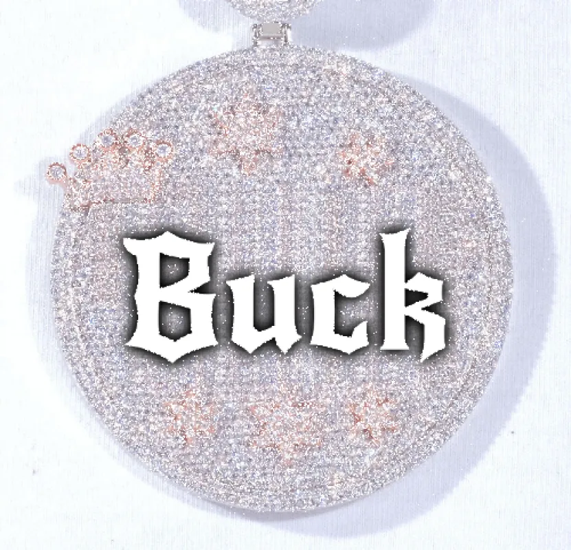 CUSTOM LETTER NECKLACE 3D BIG CROWN DISC sold by The GUU Shop