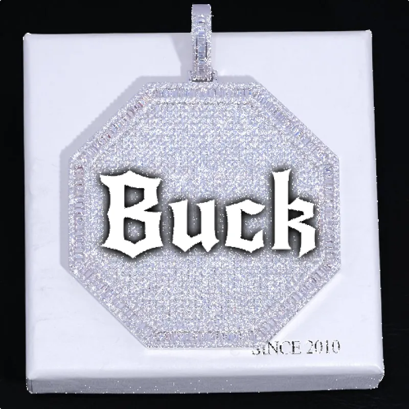 CUSTOM LETTER NECKLACE 3D BIG OCTAGON sold by The GUU Shop