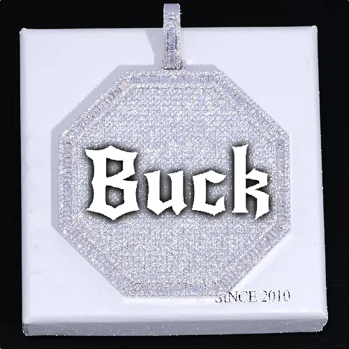 CUSTOM LETTER NECKLACE 3D BIG OCTAGON sold by The GUU Shop