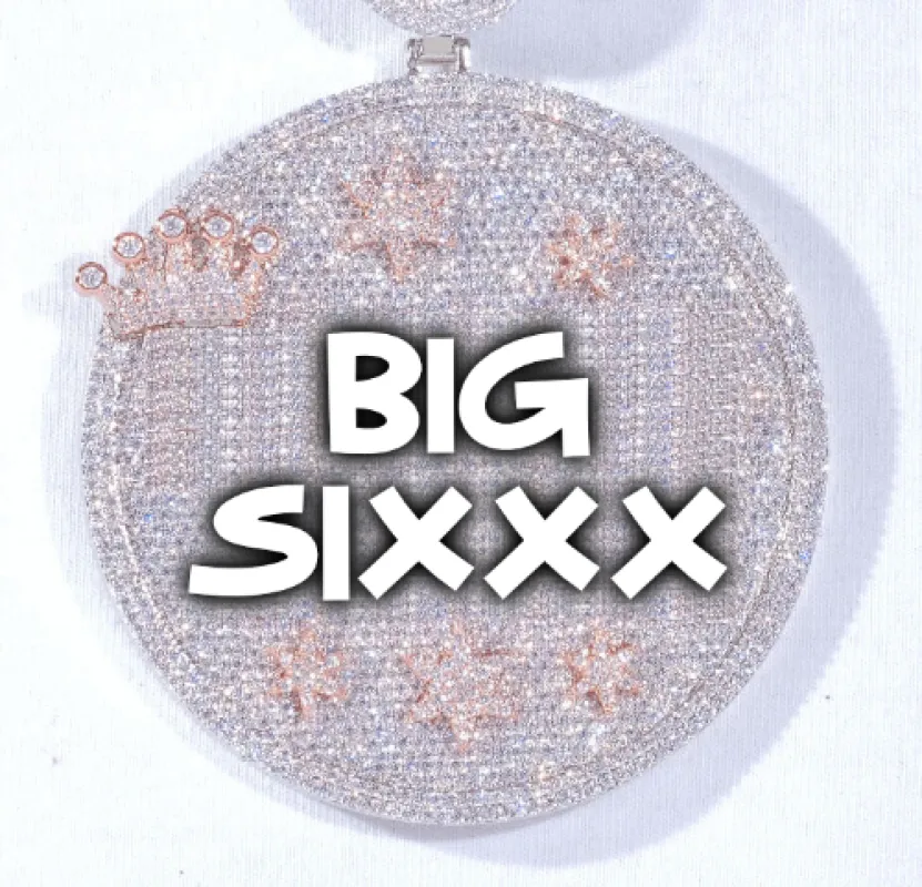 CUSTOM LETTER NECKLACE 3D BIG CROWN DISC sold by The GUU Shop