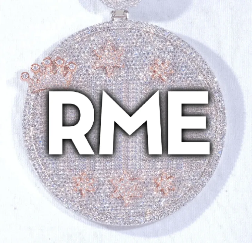 CUSTOM LETTER NECKLACE 3D BIG CROWN DISC sold by The GUU Shop