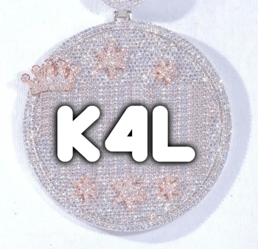 CUSTOM LETTER NECKLACE 3D BIG CROWN DISC made by The GUU Shop