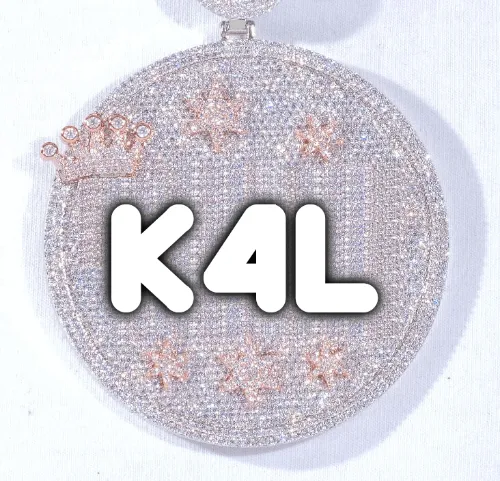 CUSTOM LETTER NECKLACE 3D BIG CROWN DISC sold by The GUU Shop