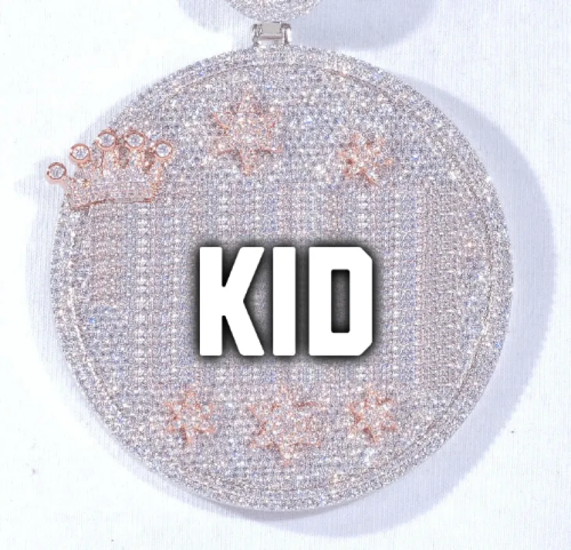 CUSTOM LETTER NECKLACE 3D BIG CROWN DISC sold by The GUU Shop