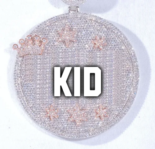 CUSTOM LETTER NECKLACE 3D BIG CROWN DISC sold by The GUU Shop