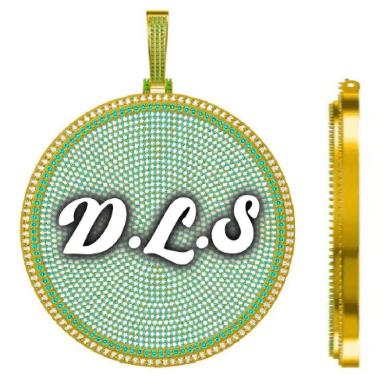 CUSTOM LETTER NECKLACE 3D BIG DISC sold by The GUU Shop