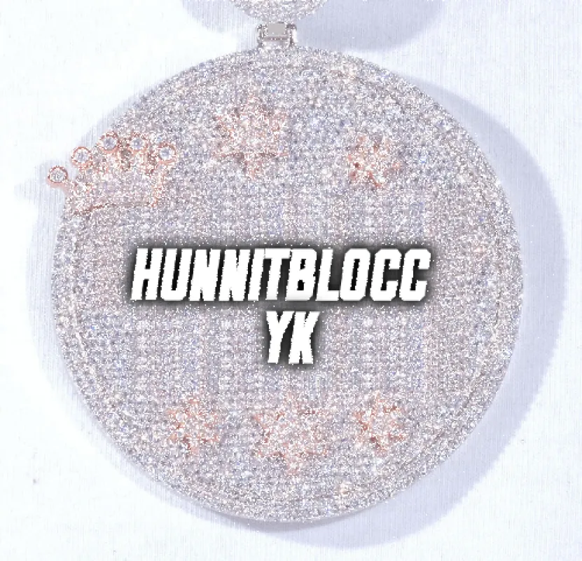 CUSTOM LETTER NECKLACE 3D BIG CROWN DISC sold by The GUU Shop