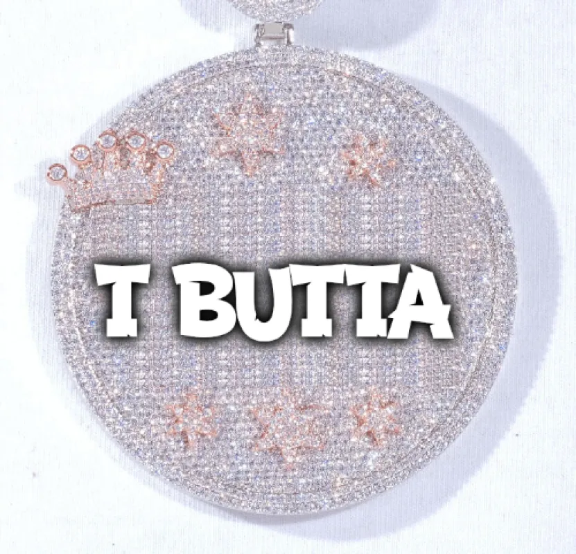 CUSTOM LETTER NECKLACE 3D BIG CROWN DISC sold by The GUU Shop