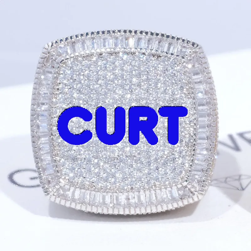CUSTOM LETTER 3D ICED RING sold by The GUU Shop
