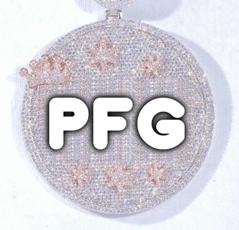 CUSTOM LETTER NECKLACE 3D BIG CROWN DISC sold by The GUU Shop