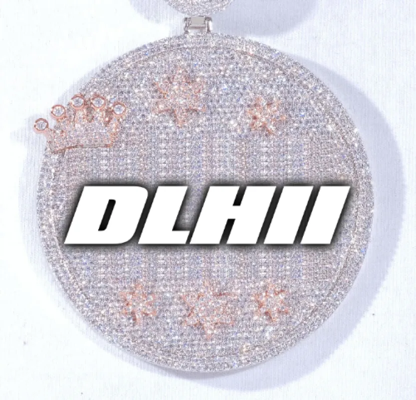 CUSTOM LETTER NECKLACE 3D BIG CROWN DISC sold by The GUU Shop