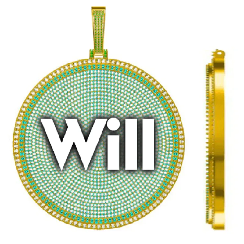 CUSTOM LETTER NECKLACE 3D BIG DISC sold by The GUU Shop