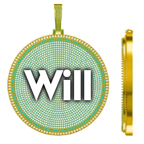 CUSTOM LETTER NECKLACE 3D BIG DISC sold by The GUU Shop