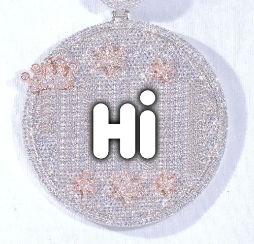 CUSTOM LETTER NECKLACE 3D BIG CROWN DISC sold by The GUU Shop