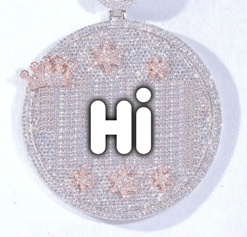 CUSTOM LETTER NECKLACE 3D BIG CROWN DISC sold by The GUU Shop