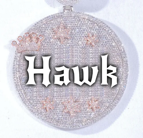 CUSTOM LETTER NECKLACE 3D BIG CROWN DISC sold by The GUU Shop