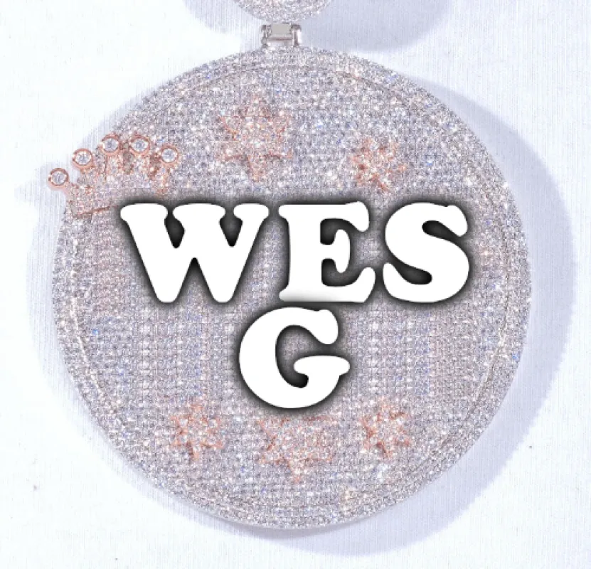 CUSTOM LETTER NECKLACE 3D BIG CROWN DISC made by The GUU Shop