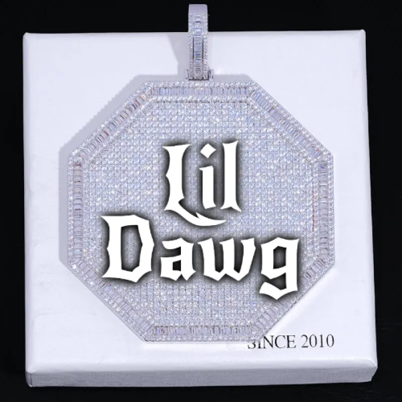 CUSTOM LETTER NECKLACE 3D BIG OCTAGON sold by The GUU Shop