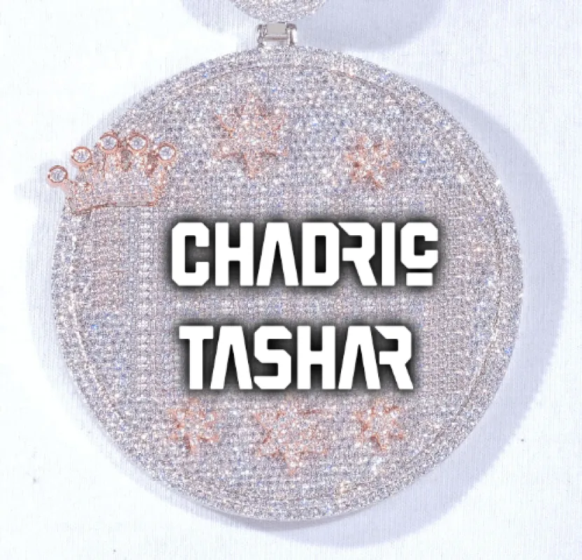 CUSTOM LETTER NECKLACE 3D BIG CROWN DISC sold by The GUU Shop