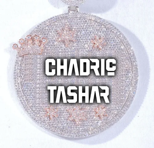 CUSTOM LETTER NECKLACE 3D BIG CROWN DISC sold by The GUU Shop