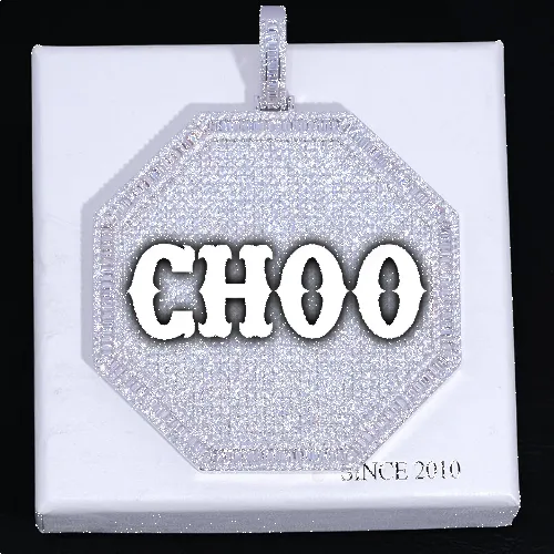 CUSTOM LETTER NECKLACE 3D BIG OCTAGON sold by The GUU Shop