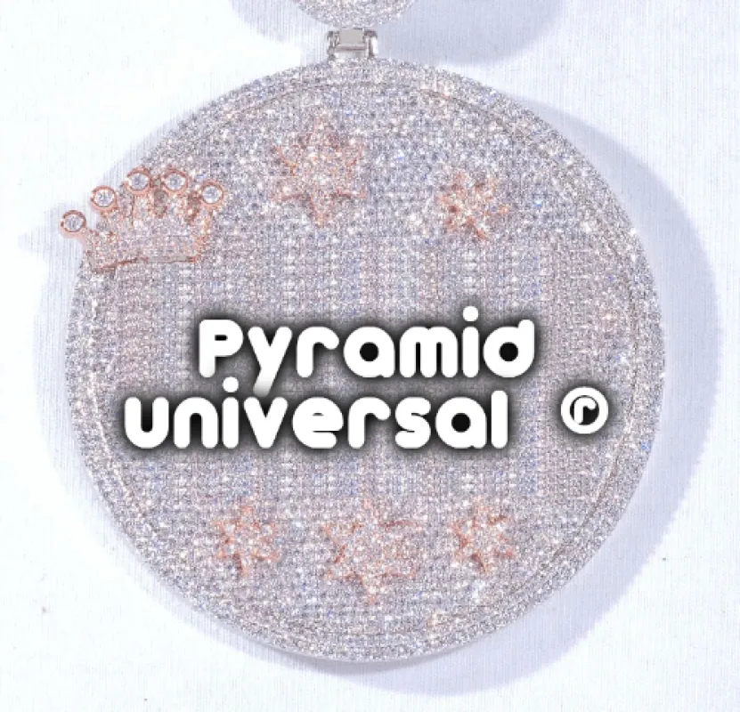 CUSTOM LETTER NECKLACE 3D BIG CROWN DISC sold by The GUU Shop