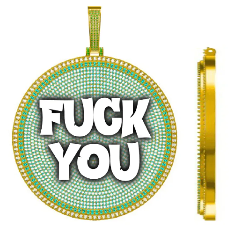 CUSTOM LETTER NECKLACE 3D BIG DISC sold by The GUU Shop