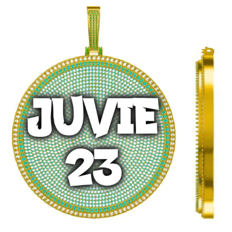 CUSTOM LETTER NECKLACE 3D BIG DISC sold by The GUU Shop