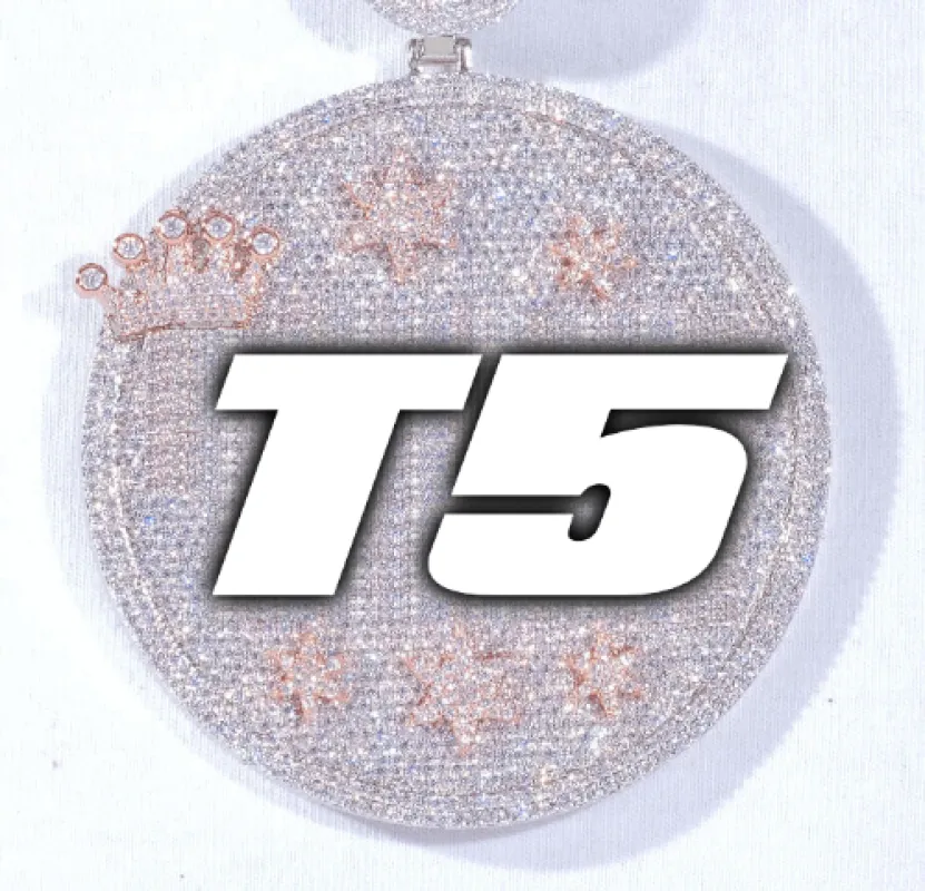 CUSTOM LETTER NECKLACE 3D BIG CROWN DISC sold by The GUU Shop